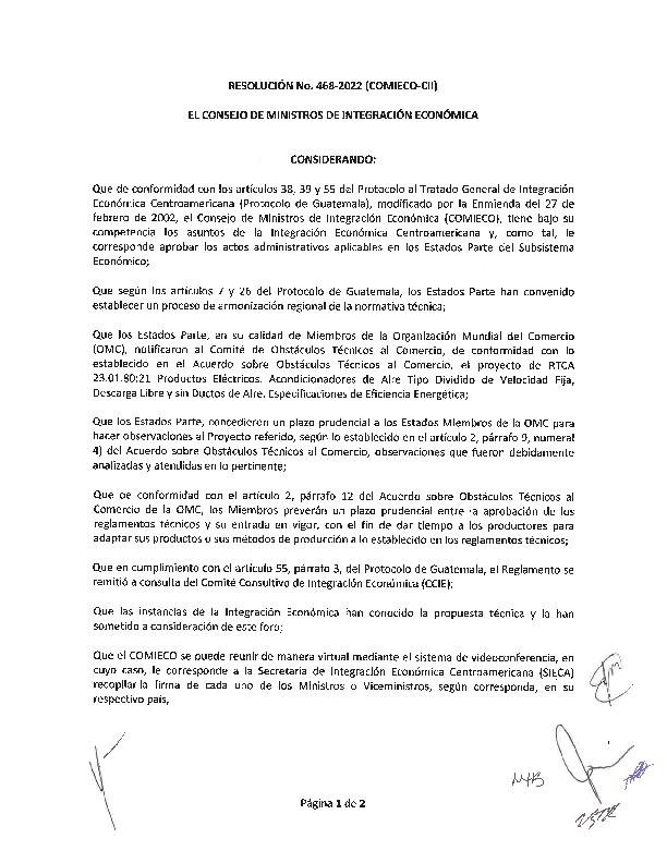 Resolución N.º 468-2022 (COMIECO)